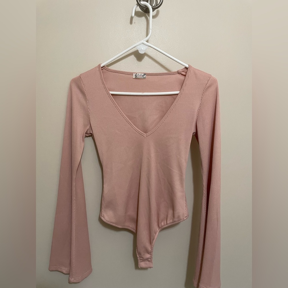 Free People Ribbed Bell Sleeve Bodysuit